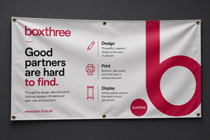 Outdoor banner with eyelets